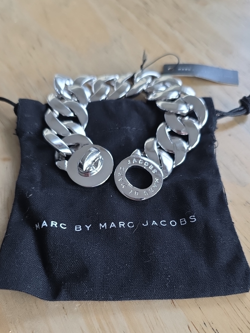Marc by Marc Jacobs Silver Logo Circle Chain Bracelet